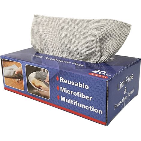 Chiffons Microfibre - Boîte de Chiffons Réutilisables Non Pelucheux - Pour Nettoyage Cuisine Salle de Bain Mobilier Vitres Fournaise - 20 x 20 cm ou 28 x 28 cm - Lot de 1 (1/5)
