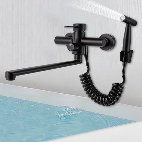Wandmontage Küchenarmatur Schwenkbar Edelstahl Wasserhahn 360° Spültischarmatur (1/5)