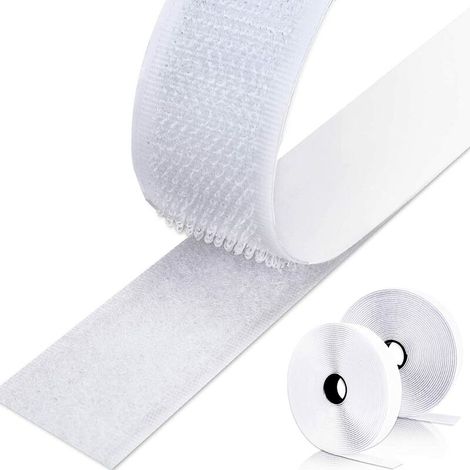 8M Double-Sided Self-Adhesive Hook and Loop Tape, Self-Adhesive Hook and Loop Strips for Wall Hangings and Carpets, 20mm (White) (1/4)