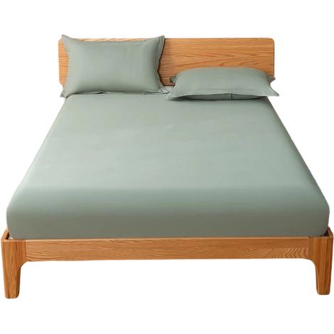 Drap housse en coton 150x190 cm vert d'eau Naturelle (1/5)