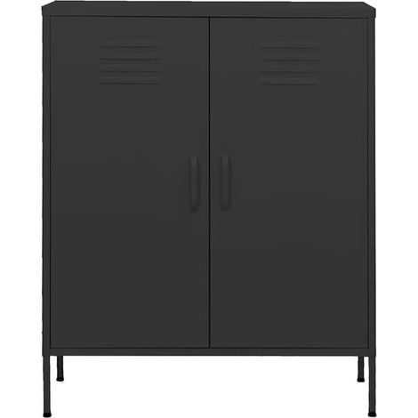 Armoire de Rangement en Acier Gris Foncé 80x35x101,5 cm - Casier de Bureau Robuste avec Portes, Meuble de Stockage Sécurisé pour Maison et Entreprise (1/5)