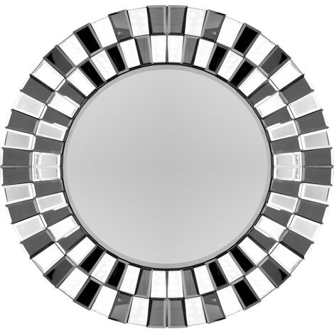 Miroir mural rond argenté design élégant horus - argent métallisé facetté noir et gris (1/3)