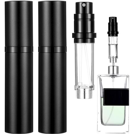 Atomizzatore di profumo ricaricabile, 5 ml, confezione da 2, atomizzatore di profumo, flacone spray da viaggio ricaricabile, nero