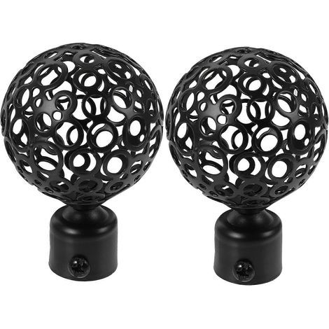 Lot de 2 embouts décoratifs pour tringle à rideaux (noirs)-8.75X5.80X5.80CM-Black (1/4)