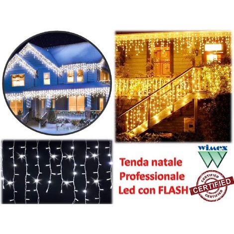 TENDA LUMINOSA NATALIZIA CON EFFETTO FLASH CERTIFICATA NATALE LUCI natale CASCATA BALCONE LED BIANCO 4 METRI X 70 (1/3)