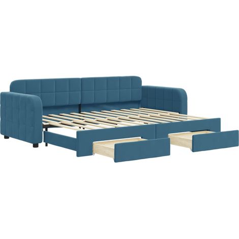 vidaXL Divano Letto Estraibile con Cassetti Blu 80x200 cm in Velluto (1/5)