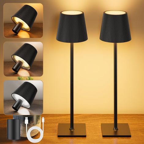 APEX Lampe de Table Sans Fil,2 Pcs Lampes de Table LED Tactile avec USB-C et Bouchon de Bouteille, Lampe de Table Batterie Rechargeable (1/5)