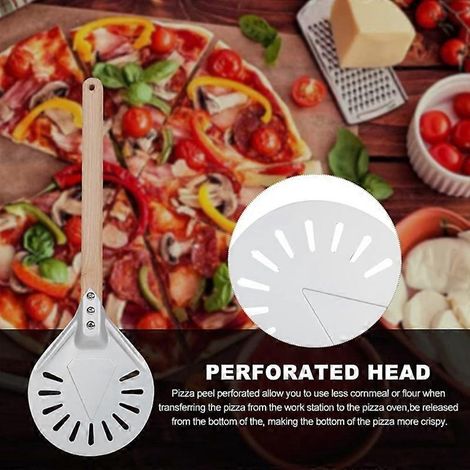 Pelle à pizza ronde en aluminium perforé de 20 cm (8 pouces) (1/3)