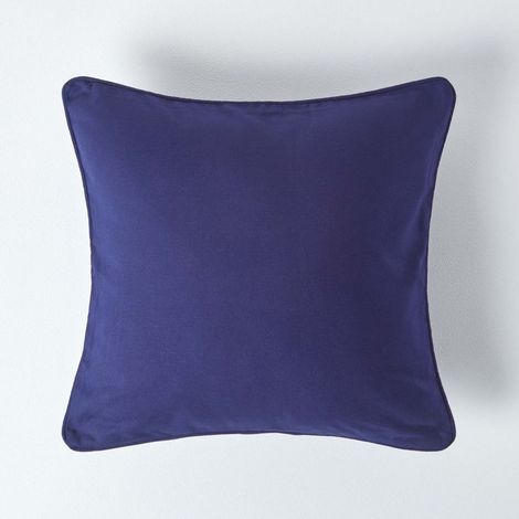 HOMESCAPES Cotton Plain Navy Blue Cushion Cover, 45 x 45 cm (1/5)