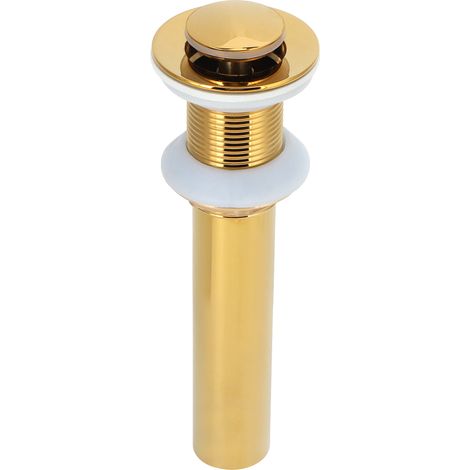 Bonde de lavabo dorée sans trop-plein, anti-obstruction, pour robinet de salle de bain ou lavabo, sans trou (1/5)