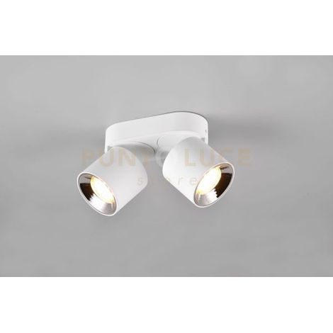 GUAYANA BARRA 2 SPOTS ORIENTABILI ANCHE DA INCASSO METALLO BIANCO L. 18CM ATTACCO GU10