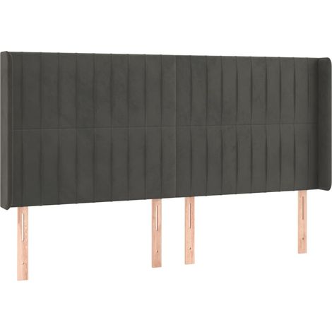 Testiera letto accessorio camera da letto mobili LED 203 x 16 x 118/128 cm tessuto in velluto grigio scuro TDL0201060