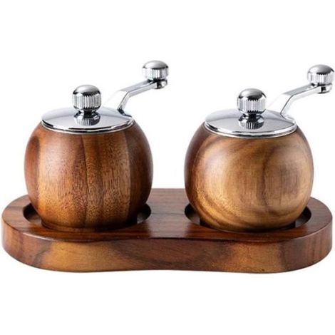 Moulin à Poivre Multifonction - Bois d'Acacia - Noyau Céramique - Réglage Finesse - Grande Capacité (1/5)