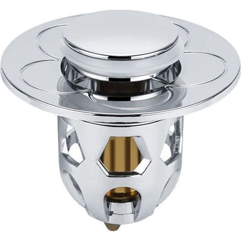 Universal Sink Water Leak Stopper, Stainless Steel Sink Drain Filter, Bounce Converter, Push Core (Silver) (1/5)