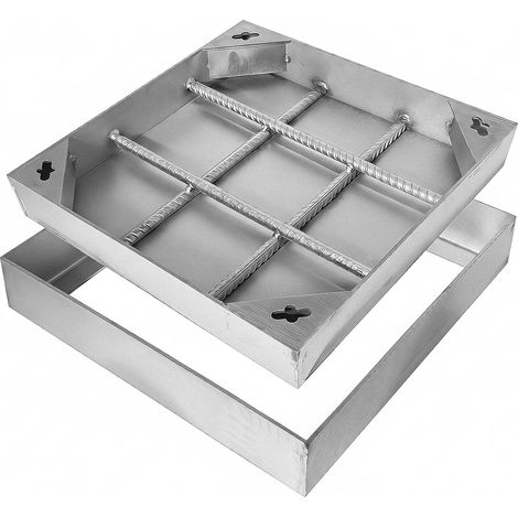 Couvercle de Regard Invisible en Acier Inoxydable 400x400 mm Classe A15 Carrelable et Antirouille avec Cadre Encadré (1/5)