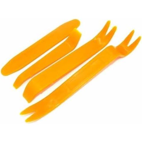 Set di 4 attrezzi in plastica per la rimozione di profili decorativi da portiere, cruscotti, pannelli audio e finiture interne dell'auto. (1/5)