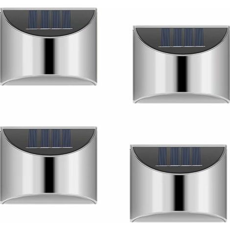 Applique murale solaire Family Area Security-Outdoor Support de porte et échelle de clture solaire, résistant aux intempéries, sans cablage, acier inoxydable (4 pièces, lumière blanche froide) (1/5)