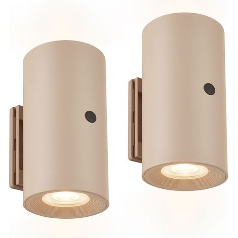 Briloner ISY Kabellose Wandleuchte, 2er-Set, Akku, dimmbar, Touch-Bedienung, warmweißes Licht, Beige, Ø 6,1 x 12 cm (1/5)
