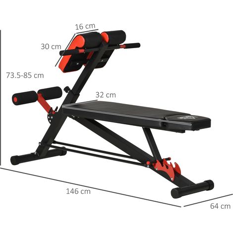 Banc de musculation réglable multifonction, banc incliné pour abdos, noir, 64 x 146 x 73,5-85 cm, équipement d'entraînement efficace à domicile. (1/5)