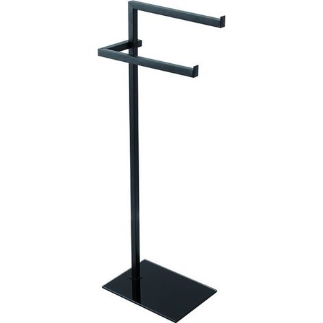 Piantana portasciugamani nera in acciaio con base in vetro temperato 20x86,5x28 cm Feridras (1/2)