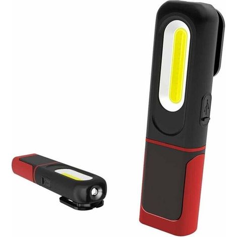 Lampe de Travail LED Rechargeable, Lampe d'inspection 2 en 1 avec Rotation à 360 degrés et 5W COB LED Torche Lampe avec Base Magnétique et Crochet pour Maison Atelier Camping Bricolage éclairage (1/4)