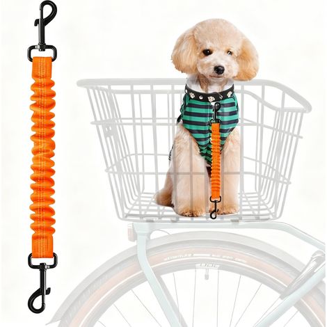 Ceinture de sécurité pour panier de vélo, ceinture de sécurité rétractable pour chien, harnais de sécurité élastique pour chat, extension de laisse pour chien, absorption des chocs (orange) (1/5)