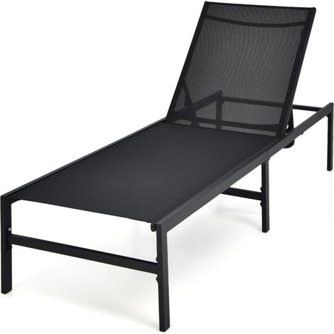 Sonnenliegestuhl für Außenbereich Anpassbarer Liegestuhl 64 x 198 x 67 - 103 cm Schwarz