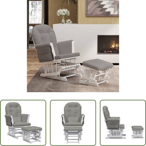 Chaise d'allaitement - Chaise berçante avec repose-pied Gris clair Tissu (1/5)
