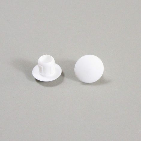 50 Bouchon, Plastique Blanc, Diamètre 6 mm, Tête Dôme, Pour Trou Alésage