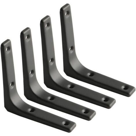 4 Pcs Equerre Etagere Murale Charge Lourde, Fixation Flottante Support pour Salon Chambre Cuisine, Support Etagère Murale en Métal, 100 x 100 x 20mm Noir (1/5)