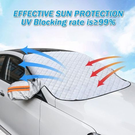 housse de pare-brise de voiture- Dimensions 180 x 110 cm - Housse universelle pliable magnétique à 5 compartiments, protection UV, protection solaire, anti-poussière et imperméable - Convient aux voit (1/5)
