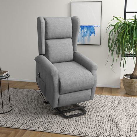 Fauteuil releveur inclinable avec Repose-Pied Fauteuil de Relaxation électrique Ajustable Lin Gris chiné (1/5)