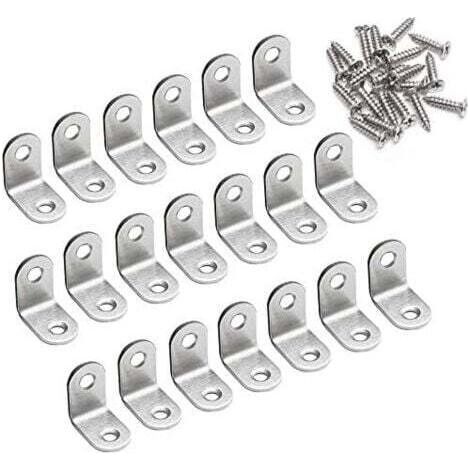 Fixing Bracket 90 Degree Right Angle Bracket 20 x 20 x 16mm L Shape Metal Stainless Steel Corner Brackets Supporen for Wood Furniture Cupboard Bracket 20 Pieces (1/4)