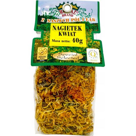 Getrocknete Ringelblume, ganze Blume, Ringelblumenblütenblätter, Blumen, Kräutertee, 40 g, polnisch (1/3)