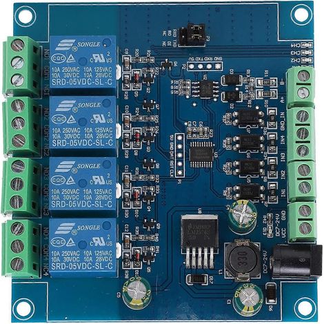 Relaismodul mit 4 Kanälen, Schalter für Ein- und Ausgänge, Steuerplatine, DC 7-24V
