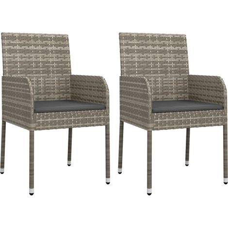 Maison Exclusive - Gartenstühle mit Kissen 2 Stk. Poly Rattan Gra