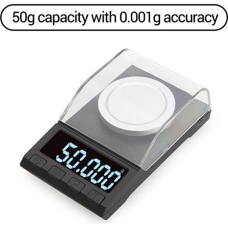 Balanza digital portátil para joyería de oro, balanza para polvo, minibalanza electrónica de bolsillo, balanza digital profesional para miligramos, alta precisión 50 g 0,001 g DH-8068 (1/5)