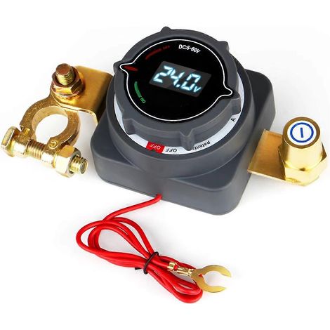 Interrupteur de déconnexion de batterie à borne supérieure avec voltmètre, alimentation marche/arrêt 5-80 V CC pour bateau, camping-car et caravane. (1/5)