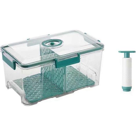 Boîte de conservation sous vide transparente pour réfrigérateur, verte, taille L (1/5)