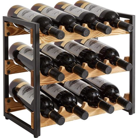 Etagère à Bouteille en Bois,Casier à Vin pour 12 Bouteilles,TMJ904H (1/5)