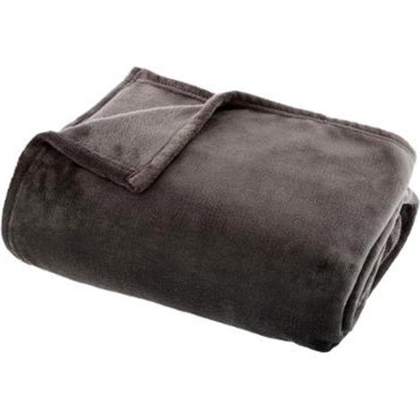 Plaid Doux Uni "Flanel" 125x150cm Gris Foncé (1/3)