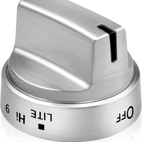 Bouton métallique pour cuisinière à gaz — Sélecteur de réglage de flamme en acier inoxydable brossé (1/3)
