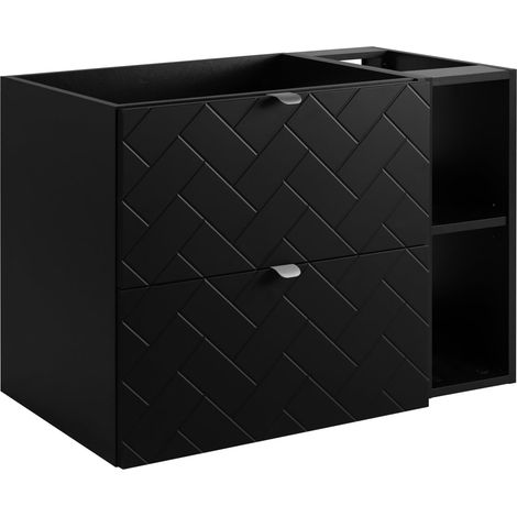 Mobile da bagno, Nero Opaco, 80 x 57 x 46 cm, Maniglie Argento (1/4)