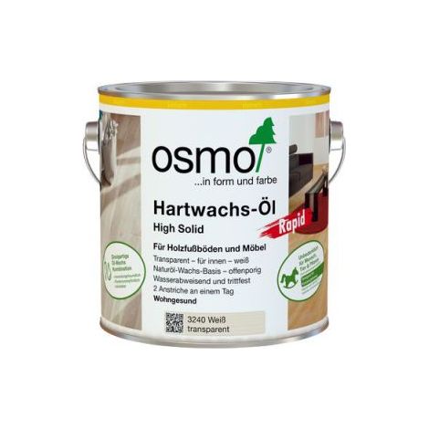 Osmo Hartwachs-Öl Rapid Weiß transp. 2,50 l - 15100513