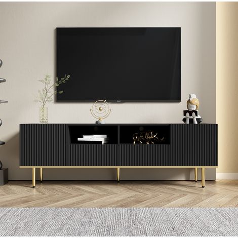 Mobile TV con 2 cassetti e 2 ante 165 cm nero OKMYHOME (1/5)
