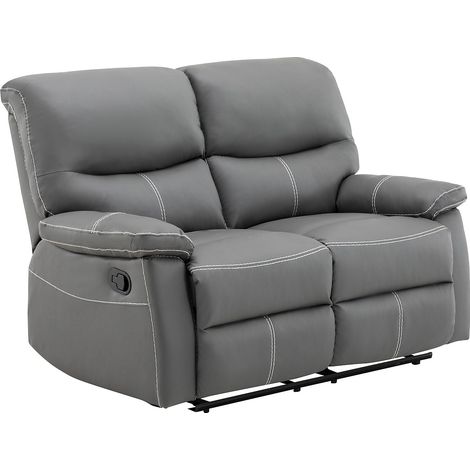 Vente-Unique – Canapé relax 2 places simili gris – Mécanisme de relaxation manuel – Inclinaison 135° – Confort équilibré – Dimensions 133x90x95 cm