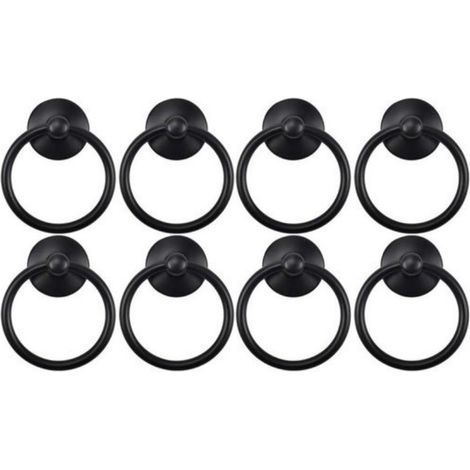 Set de 8 poignées de cabinet, poignées rétro - Noires 4.45.4cm, finition brillante et durable (1/5)
