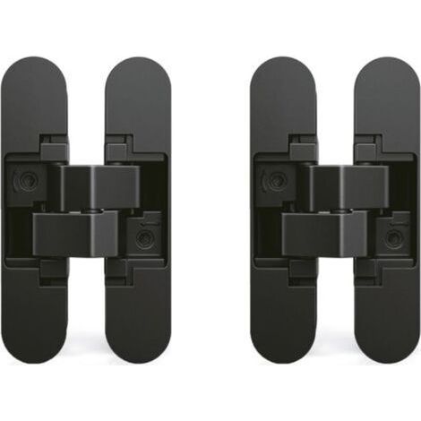 – Charnière invisible pour portes – Lot de 2 charnières lourdes – Charge 40 kg – Ouverture 180º – Zamak noir – Ajustement tridimensionnel (1/5)