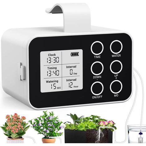 Arrosage Automatisé, kit d'irrigation Goutte à Goutte DIY, Arroseur Plante Intérieur Rechargeable, Minuterie Réglable, avec 15 Goutteurs