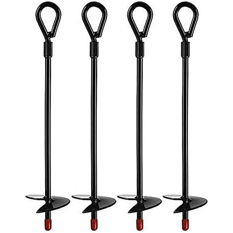 Ancrage Au Sol, Abris Robustes pour Tarières de 38cm, Ancrage Au Sol pour Trampoline (4 pcs)-Fei Yu (1/5)